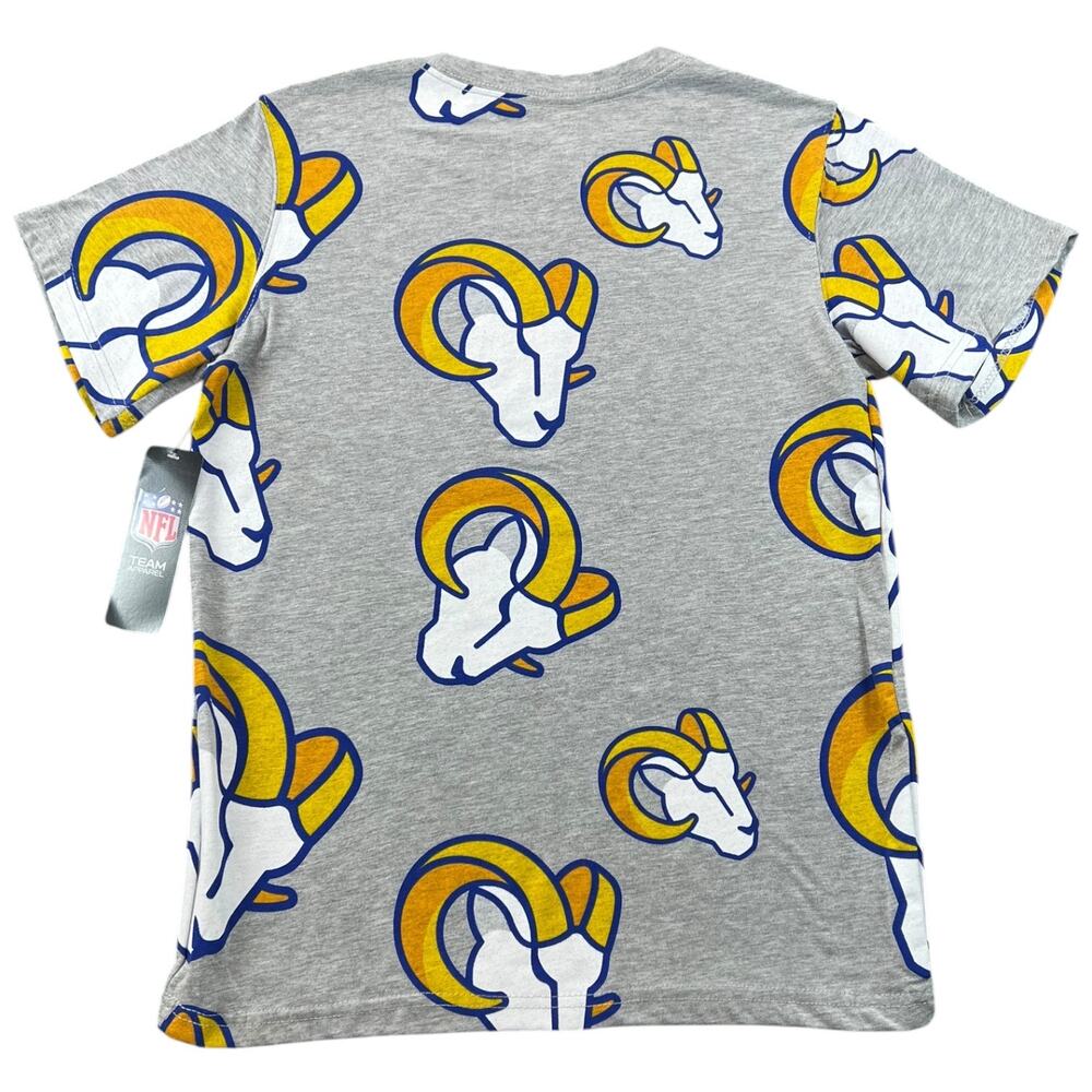 NWT Los Angeles Rams NFL Allover Logo Graphic T-Shirt Gray Youth L 14/16 - Picture 2 of 10